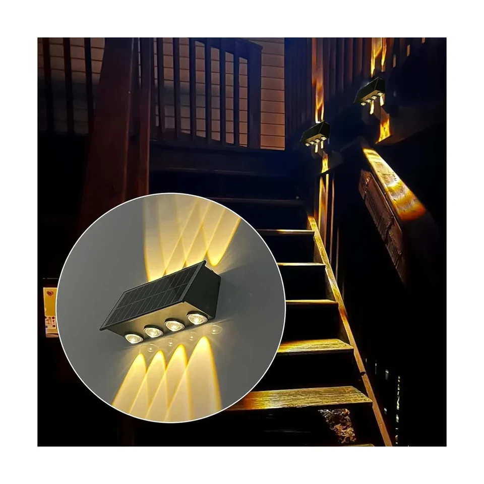 Lámpara solar de pared exterior con 8 LED
