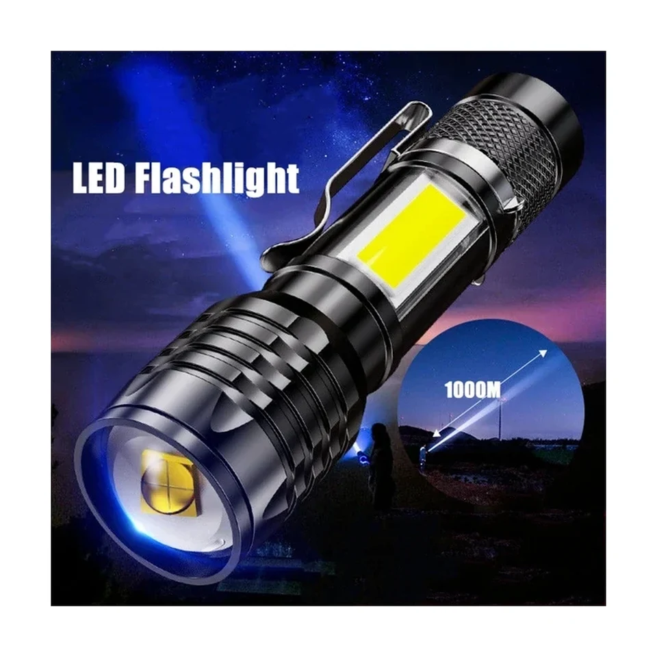 Mini linterna recargable con zoom